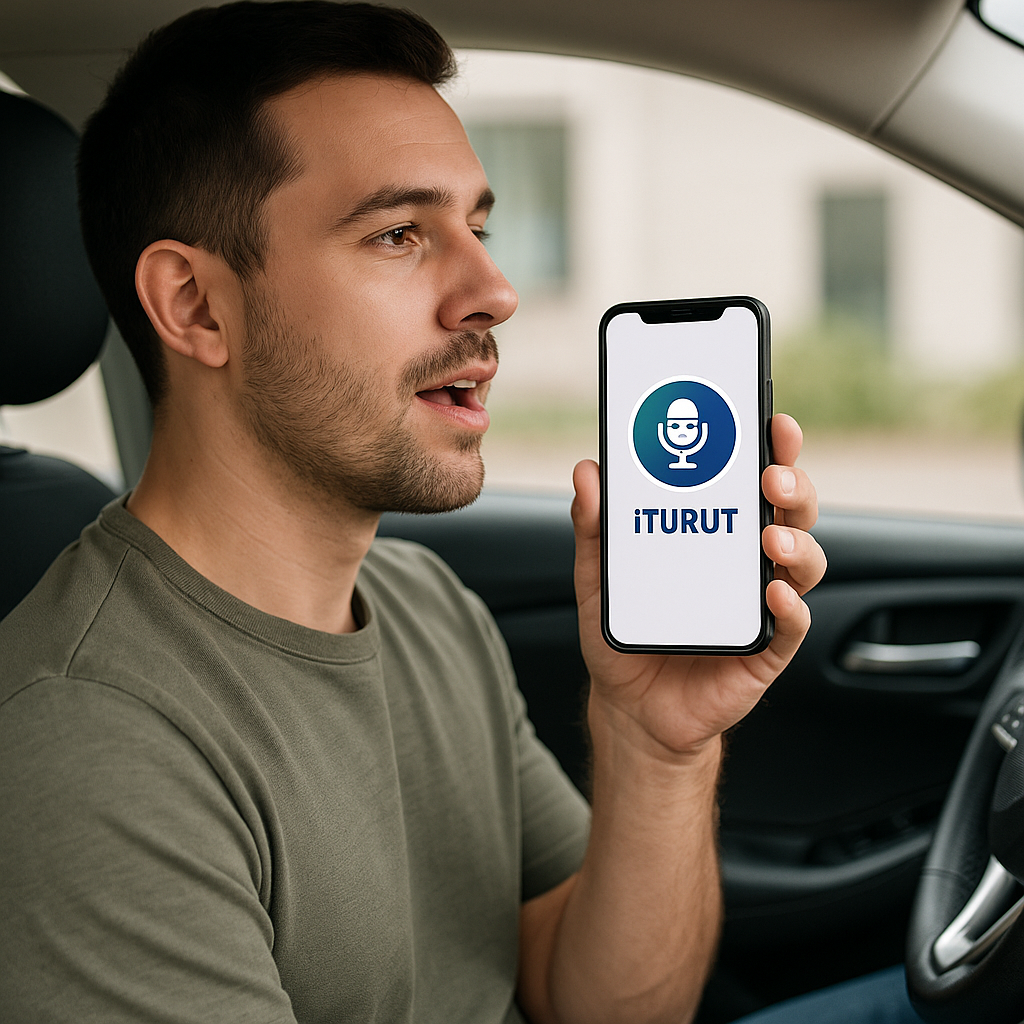Man Using App in Car